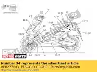 AP8277603, Piaggio Group, Rh decal set aprilia  sr 50 2004 2005 2006 2007 2008 2009, New