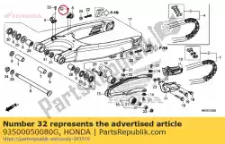 Ici, vous pouvez commander le vis, pan, 5x8 auprès de Honda , avec le numéro de pièce 93500050080G: