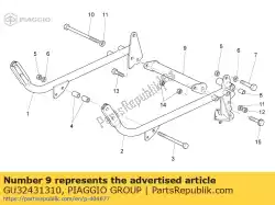 Aqui você pode pedir o cradle arms conn. Crosspiece em Piaggio Group , com o número da peça GU32431310: