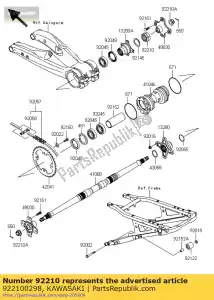 Kawasaki 922100298 moer, slot, 38 mm - Onderkant