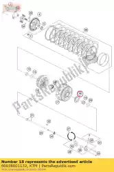 Ici, vous pouvez commander le pignon de pompe à huile 32 dents auprès de KTM , avec le numéro de pièce 60038001132: