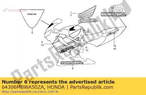 Honda 64306MBWA50ZA listra a, r. capuz inferior * - Lado inferior