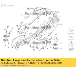 Piaggio Group AP8268582 carenagem traseira direita. preto - Lado inferior