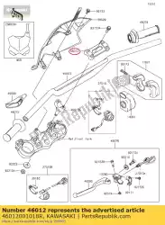 Here you can order the holder-handle,upp,f. S. Bl from Kawasaki, with part number 46012001018R: