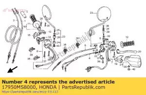 honda 17950MS8000 comp. cabo, afogador - Lado inferior