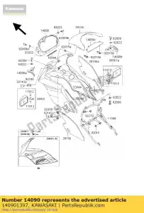 Kawasaki 140901397 cover,inner cowling,c - Bottom side