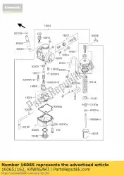 houder-carburateur van Kawasaki, met onderdeel nummer 160651162, bestel je hier online: