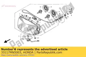 Honda 33117MN5003 porca, ajuste de feixe - Lado inferior