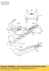 Here you can order the pattern,side cover,rh from Kawasaki, with part number 560631236: