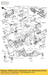 Kawasaki 260310205 arnês principal - Lado inferior