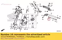 53107KM9000, Honda, rubber b, handvatgewicht honda  cb cbr nt trx vtr 400 450 500 650 700 900 1000 1100 1986 1988 1998 1999 2000 2001 2002 2003 2004 2005 2006 2007 2008 2009 2011 2013 2017 2018 2019, Nieuw