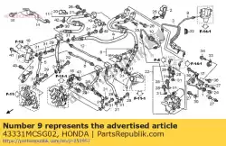 Aquí puede pedir tubo comp. A, segundo cilindro maestro del freno de Honda , con el número de pieza 43331MCSG02: