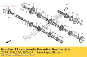 honda 23491MAL600 engrenage, arbre principal cinquième (20t) - La partie au fond