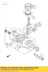 suzuki 1214047H10 jeu de segments, piston - La partie au fond