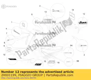 Piaggio Group 2H001199 placa de dados adesiva 