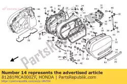 Tutaj możesz zamówić formowanie, r. Sakwa na siod? O sid od Honda , z numerem części 81281MCA000ZF: