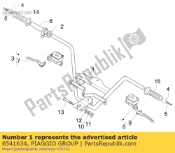 Aprilia 6541634, Stuur met u.p., OEM: Aprilia 6541634