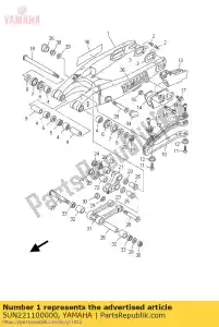 Yamaha 5UN221100000 achterarm comp. - Onderkant