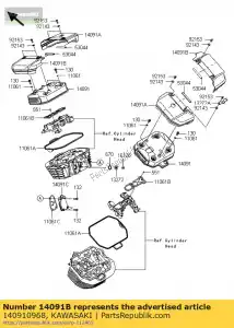 kawasaki 140910968 cubierta, cabeza, exterior, fr-rh vn170 - Lado inferior