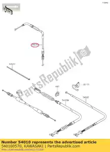 kawasaki 540100570 kabel, voor differentieelslot kvf750fb - Onderkant