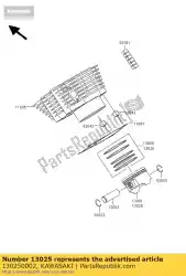 ring-set-zuiger l, o / s kvf360-a van Kawasaki, met onderdeel nummer 130250002, bestel je hier online: