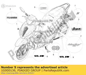 Piaggio Group 1G000136 presión de los neumáticos de plaqueta - Lado inferior