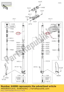 Kawasaki 440080032KX tube-fourche extérieur, argent - La partie au fond