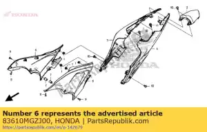 Honda 83610MGZJ00 dekking, l. kant - Onderkant