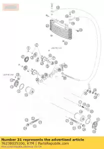 ktm 76238035100 refrigerador de tubo de óleo-motor 1000mm - Lado inferior