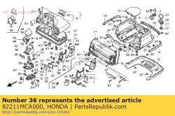 Aquí puede pedir exterior, l. Bolsillo en el baúl de Honda , con el número de pieza 82211MCA000: