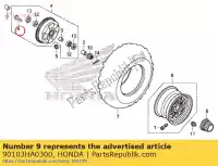 90103HA0300, Honda, perno, rueda, 10x33 honda trx500fa fourtrax foreman trx680fa rincon foretrax rubicon rubican trx250tm trx250tm1 500 680 250 , Nuevo