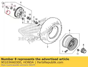 Honda 90103HA0300 boulon, roue, 10x33 - La partie au fond