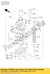 Aqui você pode pedir o conjunto de válvula flutuante kh400-a3 em Kawasaki , com o número da peça 16030005: