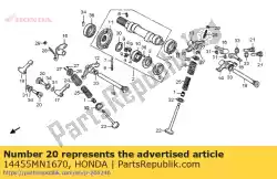 Aqui você pode pedir o eixo a, braço oscilante secundário em Honda , com o número da peça 14455MN1670: