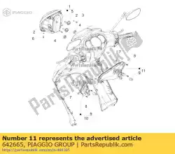 Aqui você pode pedir o indicador de curva frontal à direita em Piaggio Group , com o número da peça 642665: