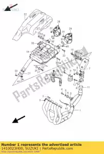 Suzuki 1410023H00 cano, escapamento - Lado inferior