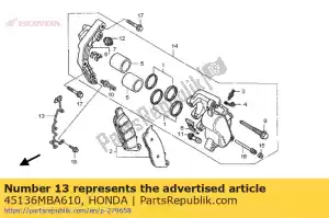 honda 45136MBA610 guide de guidage, cordon du capteur de vitesse - La partie au fond