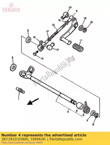 Yamaha 36Y181010000 conjunto do eixo de mudança - Lado inferior