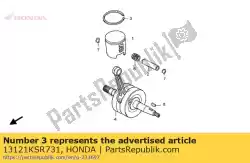 Ici, vous pouvez commander le segment, piston (t1. 0) auprès de Honda , avec le numéro de pièce 13121KSR731: