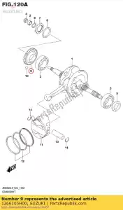 Suzuki 1266105H00 engrenagem, manivela bala - Lado inferior