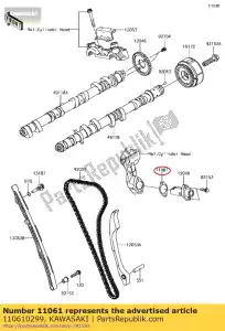 Kawasaki 110610299 junta, tensor - Lado inferior