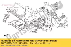 Honda 18651MBLD60 tubo a, ai - Lado inferior