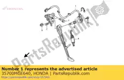 schakelaar, zijstandaard van Honda, met onderdeel nummer 35700MGE640, bestel je hier online: