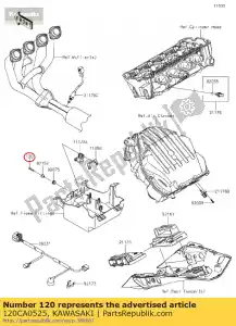 kawasaki 120CA0525 perno común - Lado inferior