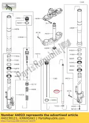 Here you can order the cylinder-set-fork kle650eff from Kawasaki, with part number 440230121: