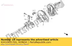 Here you can order the no description available at the moment from Honda, with part number 43410KJ1700: