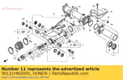 Aquí puede pedir perno, r. Pivote de basculante de Honda , con el número de pieza 90121HN2000: