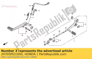Honda 24705MZ1000 pedal comp., mudança - Lado inferior