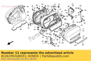 Honda 81261MCA000ZJ moldagem, r. alforje lateral - Lado inferior