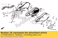 Ici, vous pouvez commander le joint, tube de reniflard auprès de Honda , avec le numéro de pièce 17359K28910: